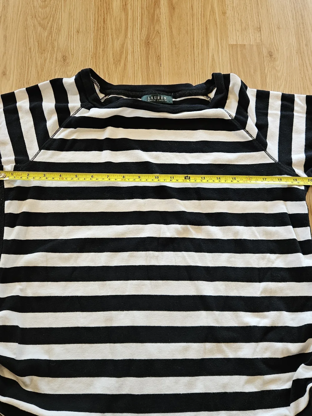 Lauren Ralph Lauren Black and White Striped 3/4 Sleeve Tee with Side Ties Sz 1X